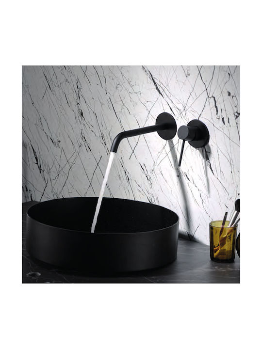 Excel Minimal Built-in Faucet Set for Bathroom Sink Matte Black Mixer 2 Exits