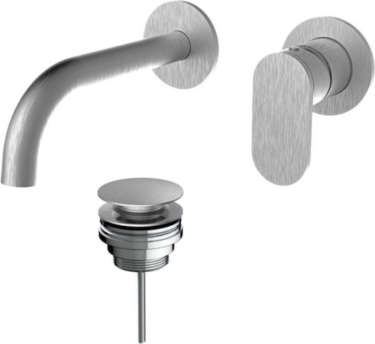 Armando Vicario Slim Inox Baterie Îngropată pentru Lavoar cu 2 Orificii + Valvă Clic-clac 500045-110 R0338-110