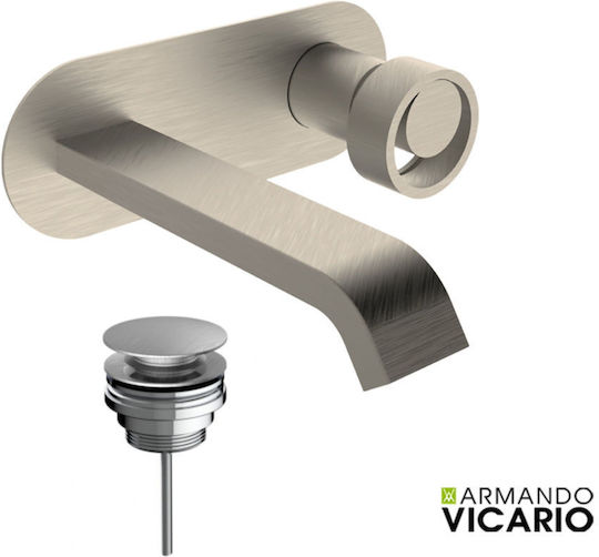 Armando Vicario Halo Inox Μπαταρία Νιπτήρος Εντοιχισμού+βαλβίδα Clic-clac 515045-110 R0338-110