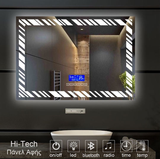 Mysmartmirror Oglindă De Baie Iluminată 70x100 Atingere On Off Bluetooth