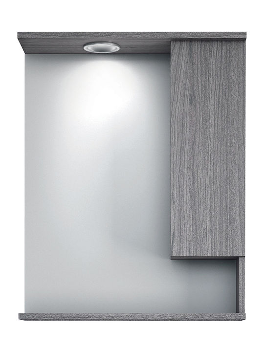 Καθρέπτης Επ Μπάνιου 60cm Cubo 1 Ερμάριο Δεξί Led Ανθρακί