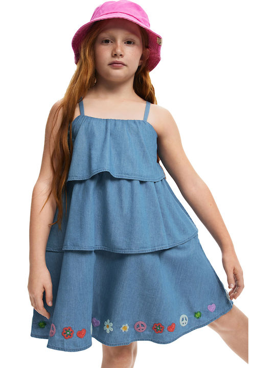 Happy Rochie Fete Fără Mâneci Denim Set Cu Accesorii Jeans