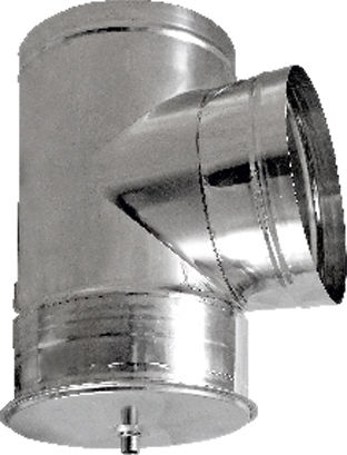 Spiroduct Ανοξείδωτη Αμόνωτη Καμινάδα Ταφ 90° Πώμα Καθαρισμού Ελικοειδούς Ραφής Ø150mm