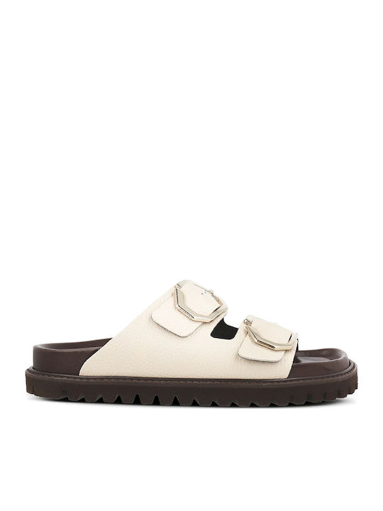 Genuins Sandale Casual Damă Anatomici Din Piele Ecrou