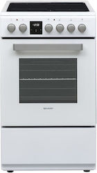 Sharp Free-standing with Ceramic Hobs White KF-56FVDT22WMK-EU Sharp Free-standing with Ceramic Hobs White KF-56FVDT22WMK-EU