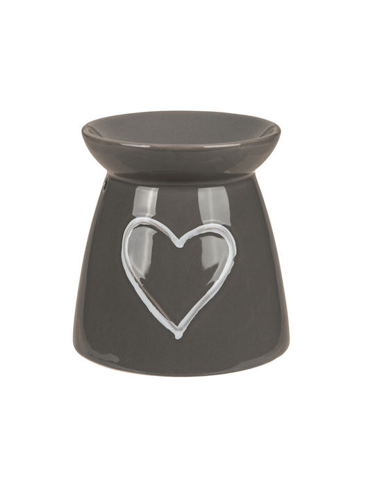 Керамичен Изпарител За Етерични Масла С Дизайн Сърце Oil Burner Сив