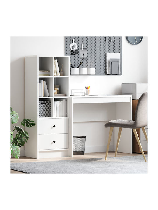 Kids Desk with Library White 90x40x76cm