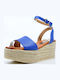 Women's Leather Platform Shoes Blue