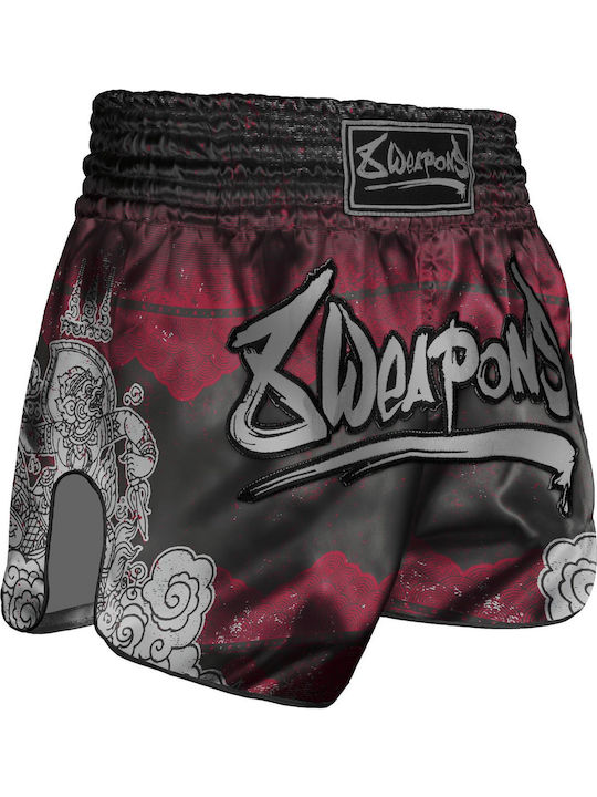 Muay Thai Boxershorts 8 Weapons Hanuman Schwarz Rot