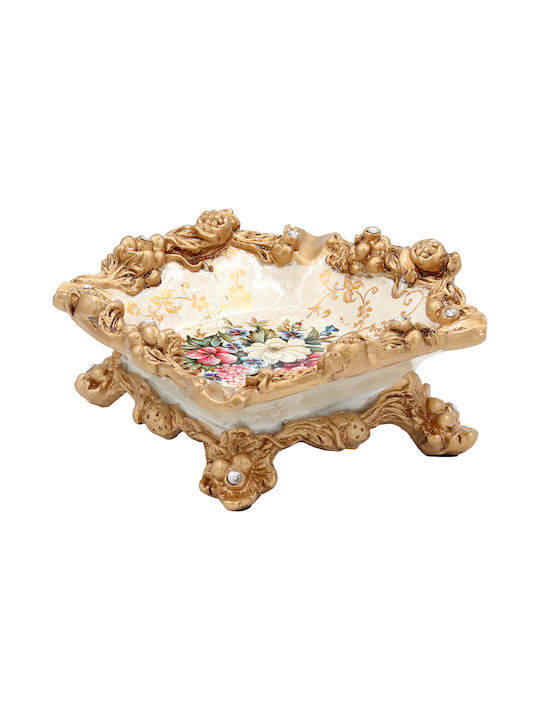 Dekorativer Aschenbecher Polyresin 18x18x8 Mit Blumen Keskor 66003