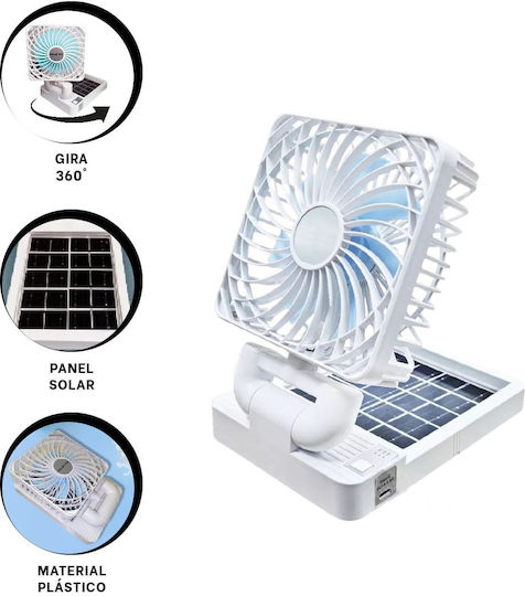 Car Fan Solar Panel Portable Rechargeable Foldable Very Powerful Made Abs 3 Power Levels White