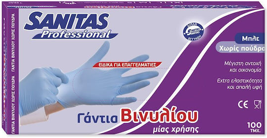 Handschuhe aus Vinyl Puderfrei in Blau Farbe 100Stück