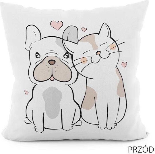 40x40 Dekoratives Velours-Kissenbezug Hund Katze