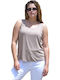 Damen Bluse Ärmellos Dark Beige, Silver