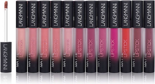 Langmanni Set 12 Liquid Matte Lipsticks 6ml X 12 By La Meila Set A