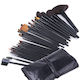 32 Professional Makeup Brushes Black Natural Bristle Case Beautyeware Black