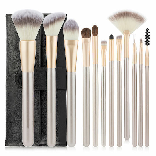 12 Make-up Pinsel Tasche Aufbewahrung Beautyware Beige Schwarze Tasche