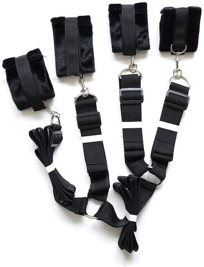 Set Erotic Accessories Bondage Handcuffs Hand & Foot Straps Adjustable Length Black