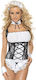 Costum Menajeră Sexy Alb-Negru