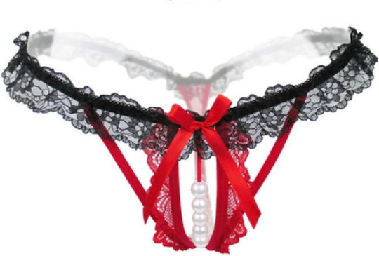 Lady Pierced Sexy Εσώρουχα Temptation Lace Translucent T Κόκκινο