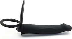 Black Color Silicone Vibrating Dildo 2 Cock Rings