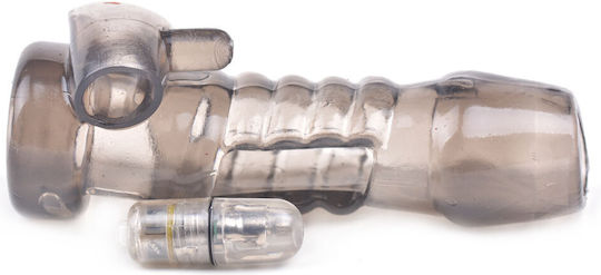 Clear Black Vibrating Penis Sleeve 11 Cm