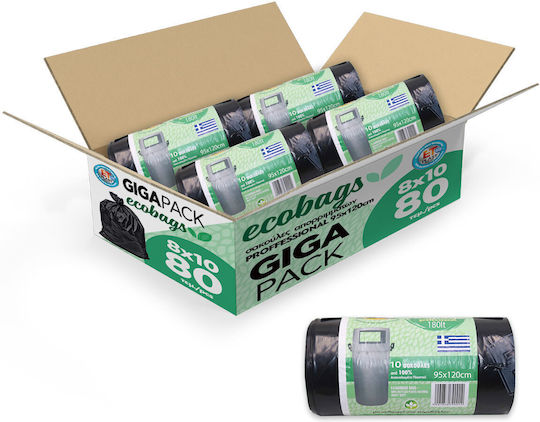 Etplast Trash Bags Ecobags Ecological Heavy Duty Professional Giga Pack 80pcs 95x120cm