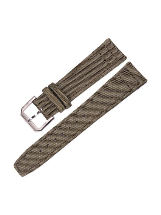 Stoffarmband Aus Leder Mit Futter Army Grün 22mm