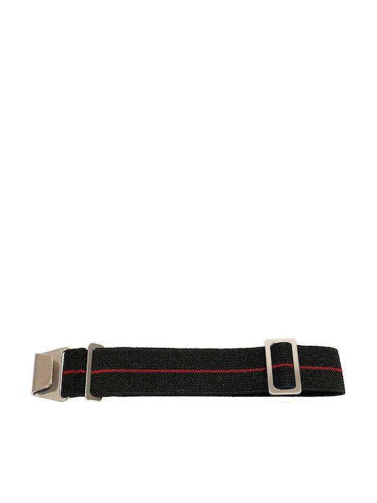 Curea Nato Elastică cu Cârlig Negru Roșu 22mm