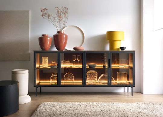 Sideboard Lumi Wooden Walnut 181x39x82cm