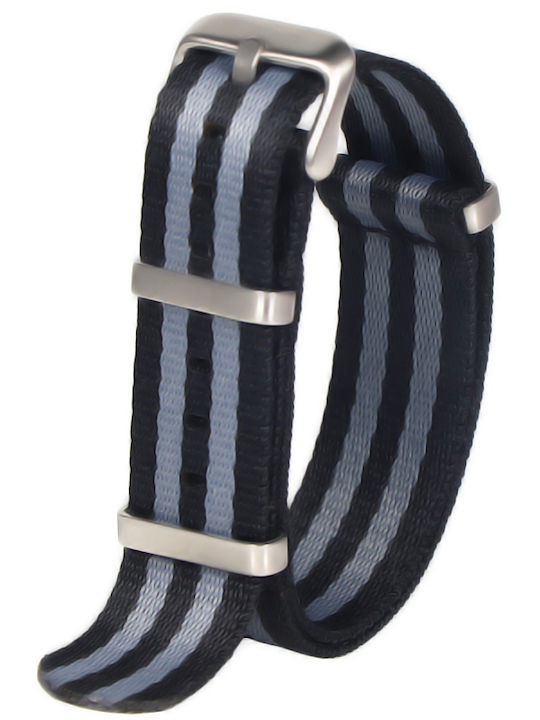 Curea Textilă Nato Premium Negru-Gri 20mm
