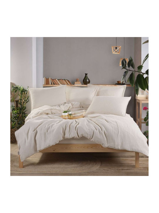 Hobby Home Set Husă de Pilotă Dublă cu 4 Fețe de Pernă & 1 Cearsaf 200x220 Cremă