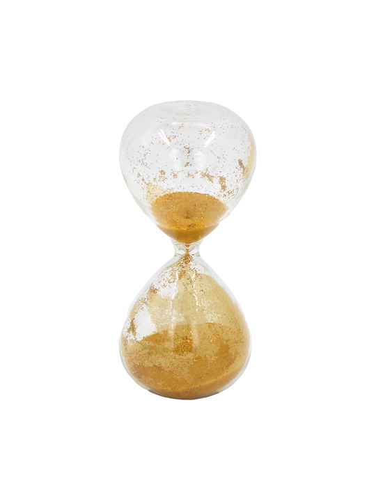 Decorative Glass Hourglass Φ4.5x10 cm Transparent Gold Glitter Sand Keskor 69836-2