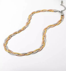 Steel Necklace Tri-Color Silver Gold Copper
