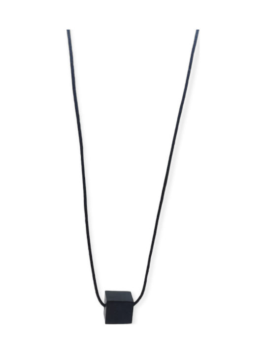 Men's Necklace Ananna Cube Steel Black