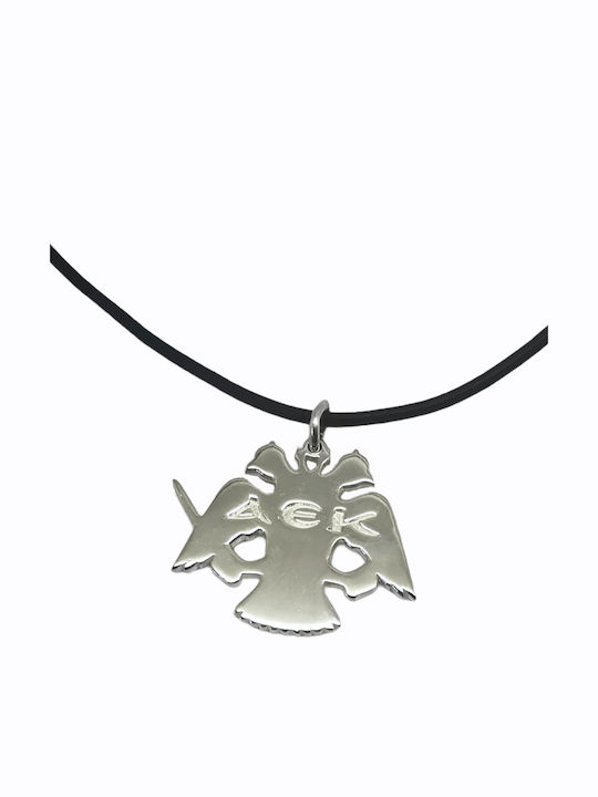 Halskette Silber 925 Doppelkoppäfig Adler AEK Lederband Silber Verschluss Halskette Silber 925 Doppelkoppäfig Adler AEK Lederband Silber Verschluss