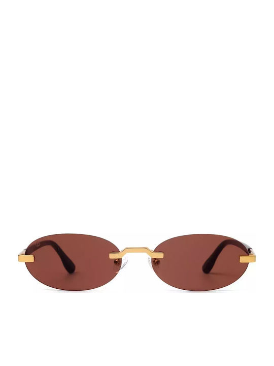Faos Unisex Sonnenbrille mit Gold Kunststoff Gestell und Gold Linse 489435