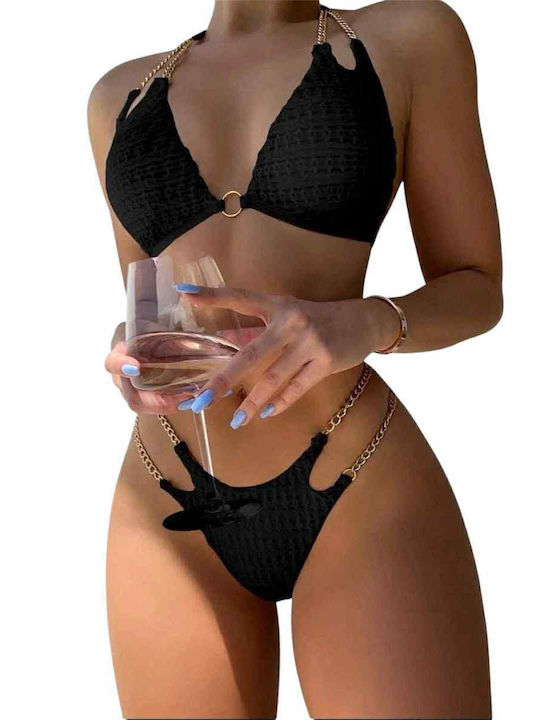 Bikini Set Top & Slip Bottom Black
