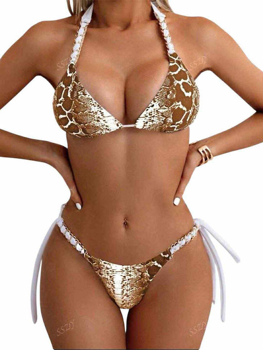 Set Bikini Animal Print Snake Brown
