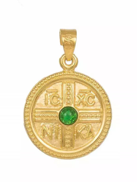 Colier cu Talisman Anaglyf Aur Verde Pietre K14 043145 043145 Aur 14 Carate