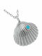 Women's Silver 925° Seashell Necklace Decorated Blue Turquoise