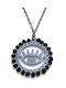 Steel Necklace Stainless Steel Eye Black Crystals Silver Bz-nk-00353