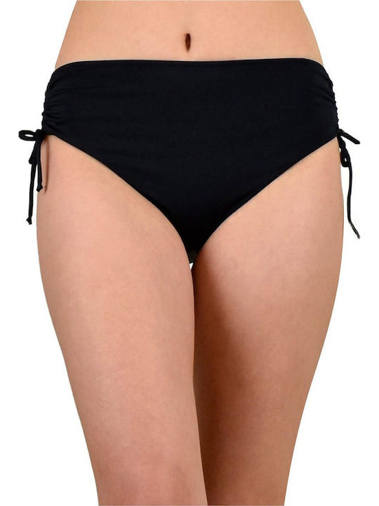 Bikini Inferioare Slip Talie Înaltă Cu Dantelă Negru