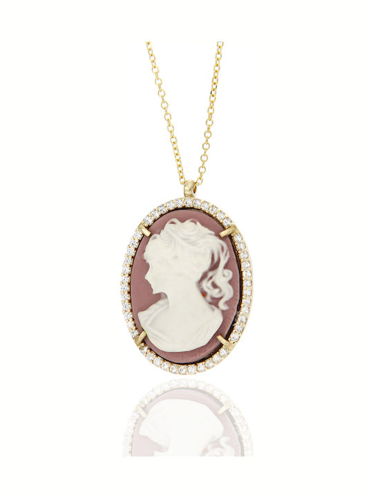 Cameo Colier Aur Vintage 14 Carate