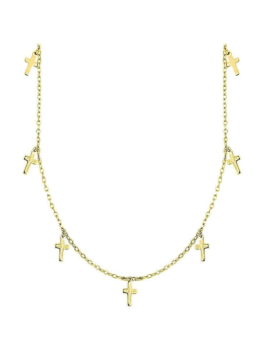 Women's Gold Plated Silver Necklace 925 Crosses Kl21100178