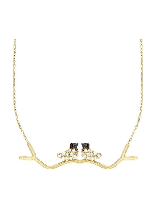 Yellow Gold Women's Necklace 14K Branch Birds Kl11100087