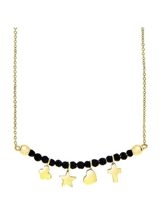 Κολιέ Γυναικείο Κίτρινο Χρυσό Κ14 Charms Kl11100109