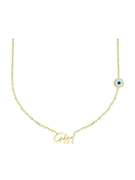 Women's Yellow Gold Necklace K14 Girl Kl11100177
