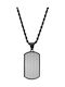 Men's Steel Necklace Chain Black Silver ID Card Striped Surface