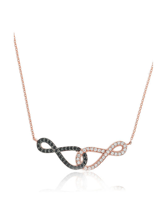 Colier Dublu Simbol Infinit Alb-Negru K9 Golden Tiara